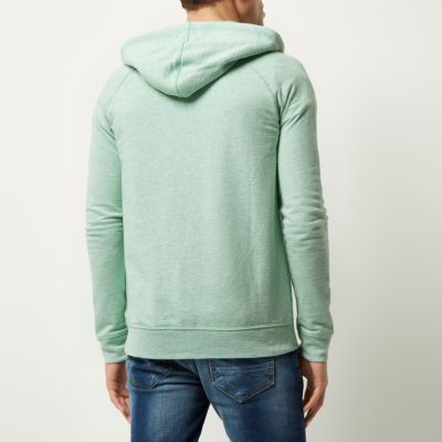 Green marl zip though hoodie